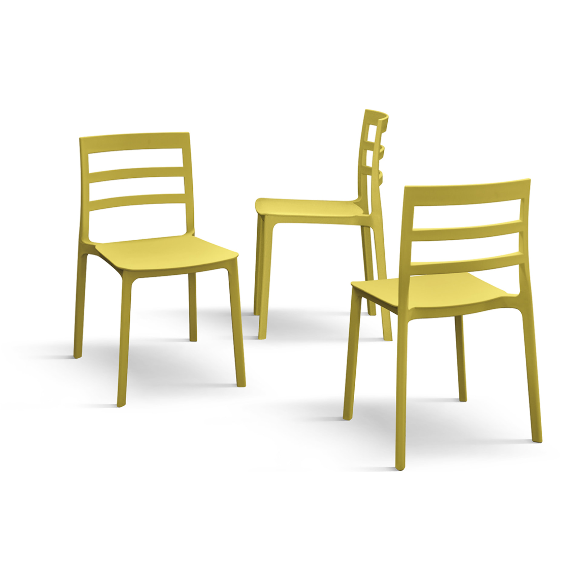 Set di 4 sedie MALAGA in polipropilene giallo