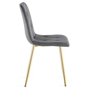 Sedia Libra in velluto grigio scuro con gambe dorate