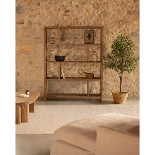 Étagère en bois massif ton chêne foncé de 180x140cm Hauteur: 180 Longueur: 140 Largeur: 35