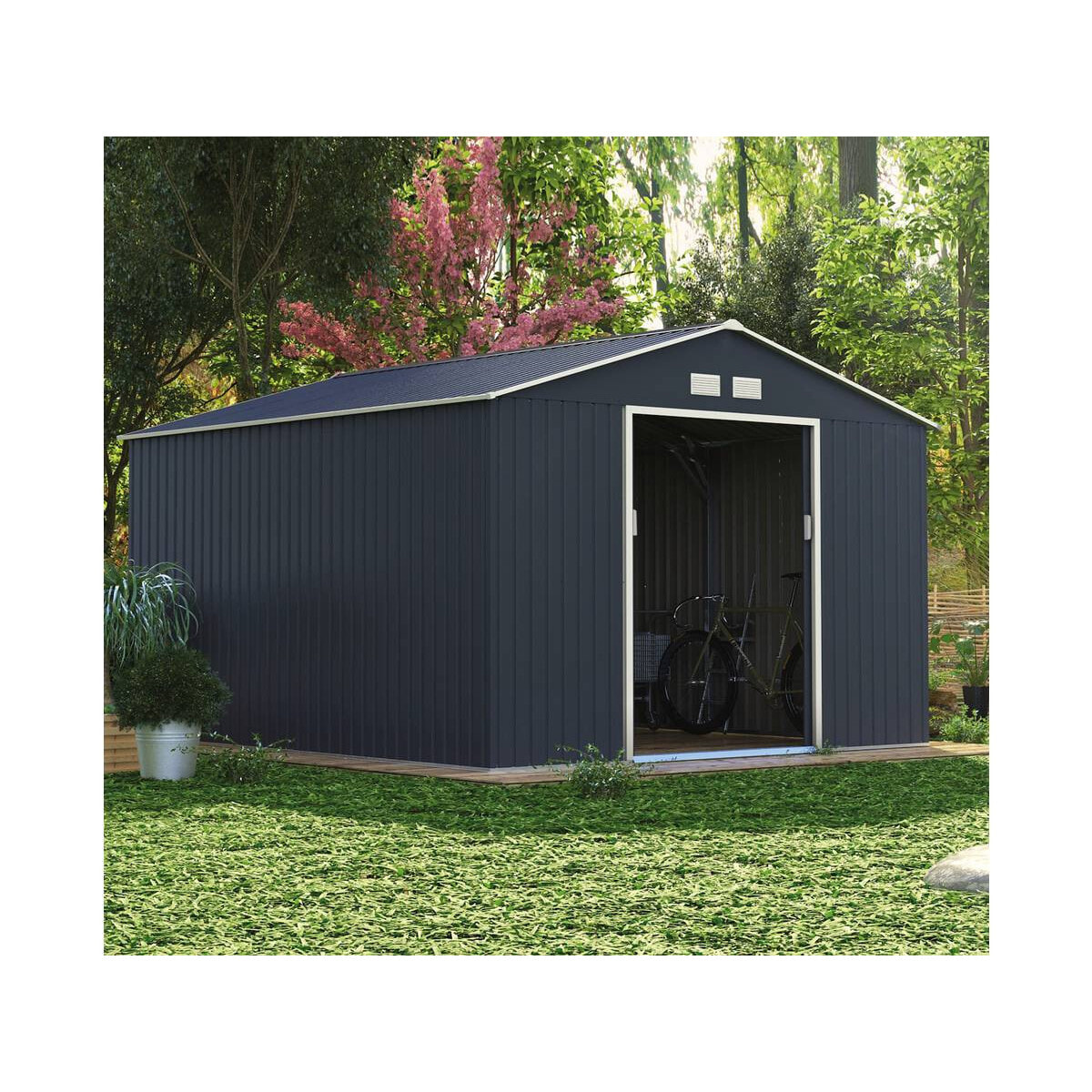 Abri de jardin métal "Vegas" - 12.98 m² - Gris