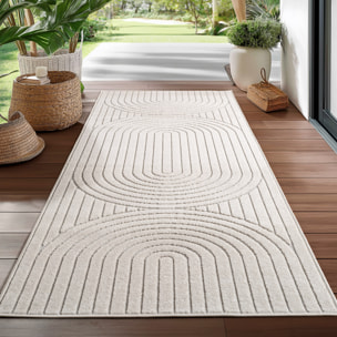 ALVORA - Tapis intérieur/extérieur crème à motif géométrique
