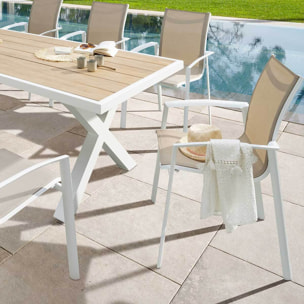 Fauteuil de jardin empilable "Axant" lin & blanc en aluminium traité époxy