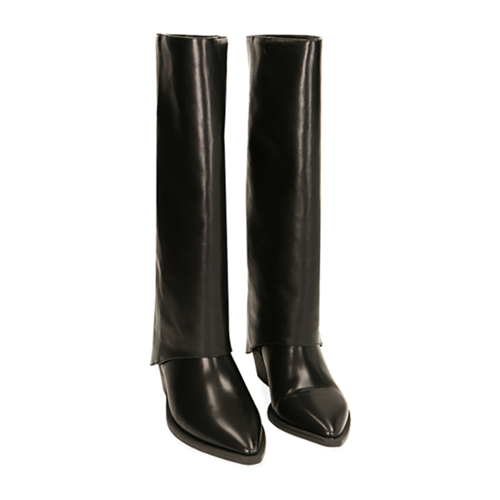 Botas negras, tacón de 8 cm