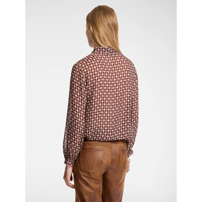 Elena Mirò - Blusa stampata con fusciacca - Bordeaux