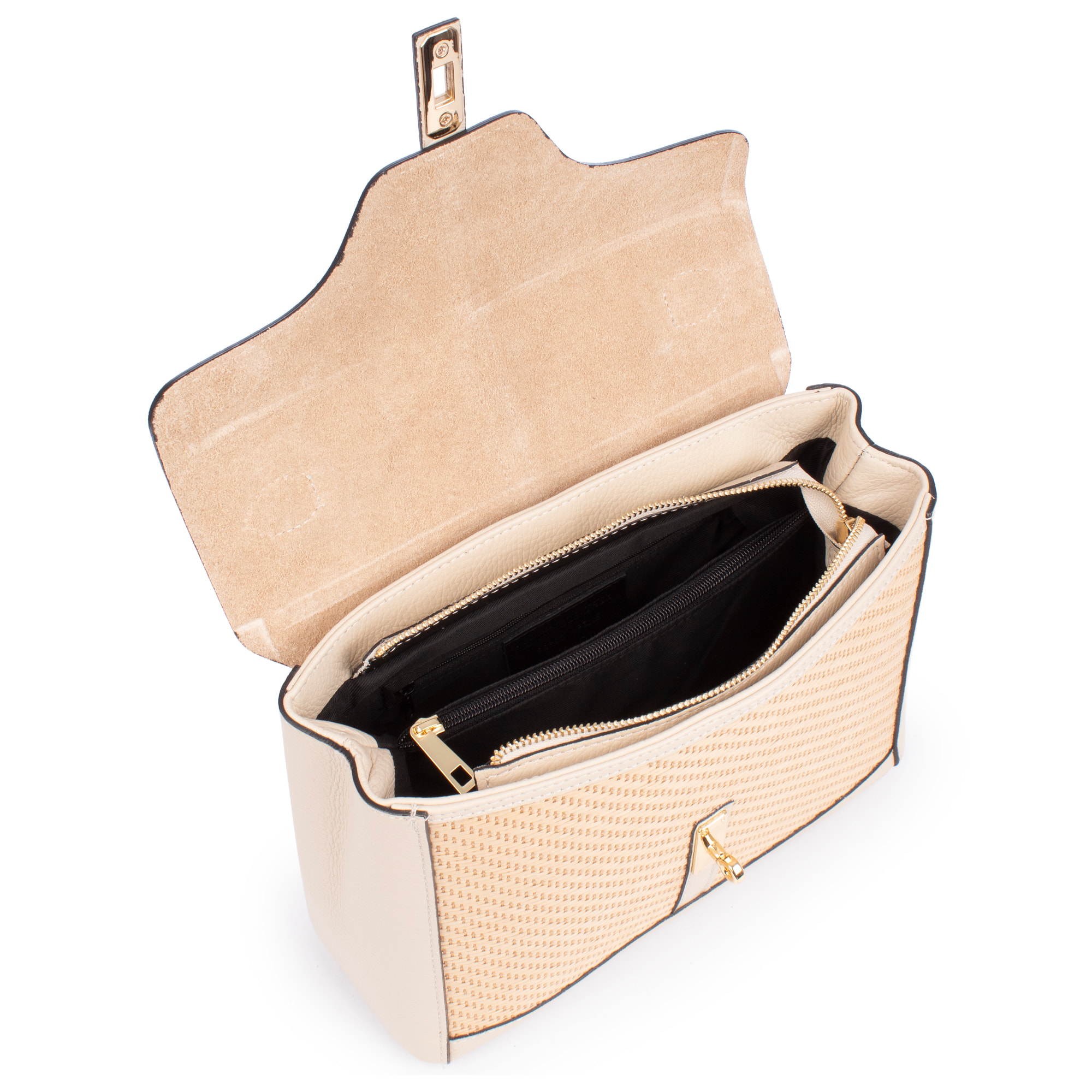 Basciano Borsa a mano Donna. Realizzata in vera pelle Dollaro e paglia.