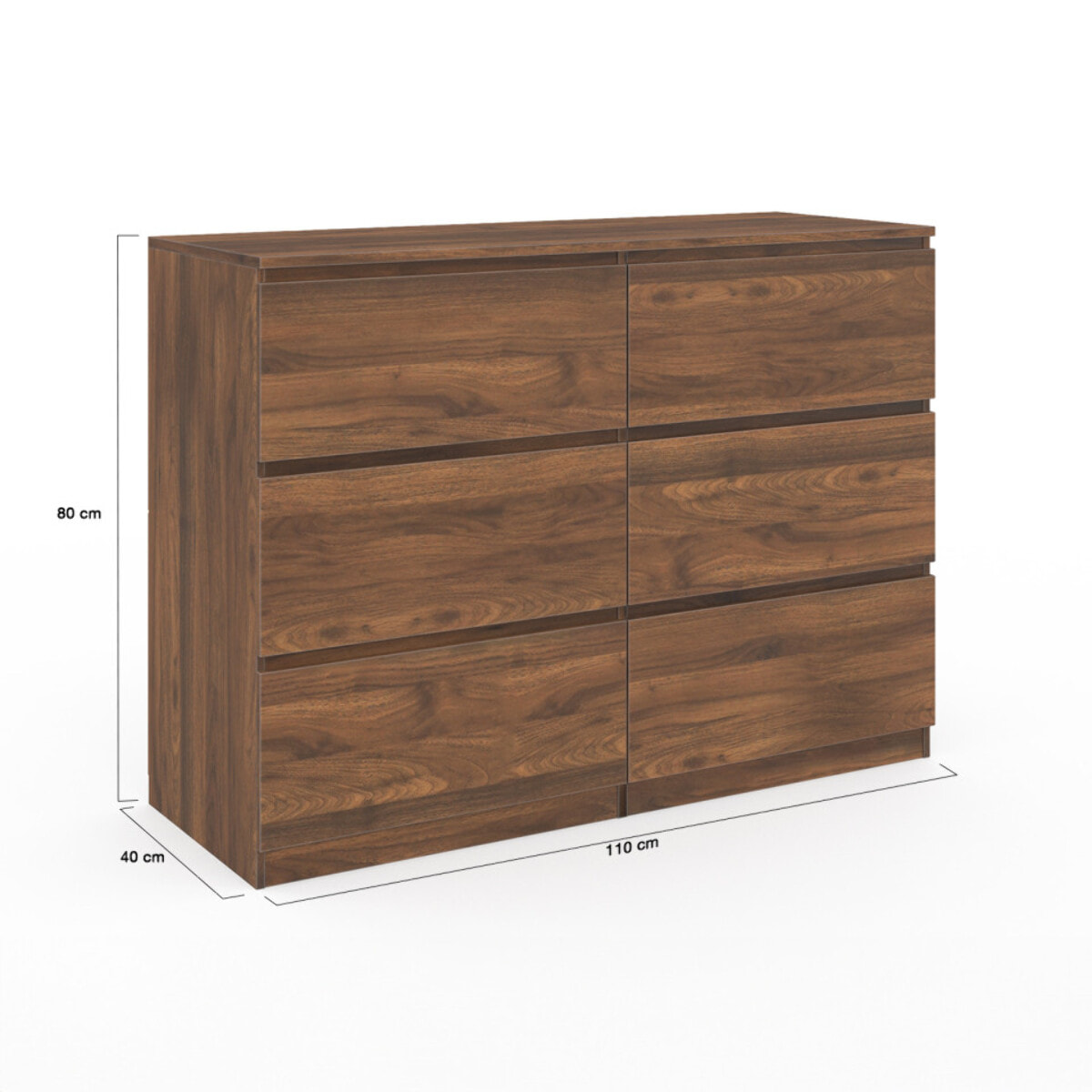 Commode 6 tiroirs Tomi - Bois noyer