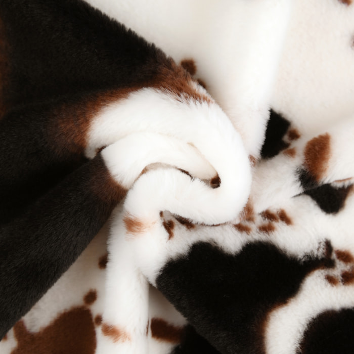 Rideau tamisant à œillets avec parement motif peau de vache - Marron Foncé