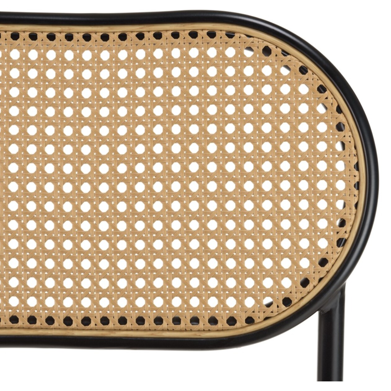 LEA - Lot de 2 chaises assise tissu noir dossier effet cannage et métal