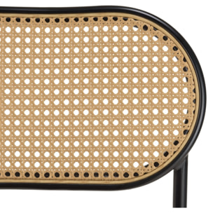 LEA - Lot de 2 chaises assise tissu noir dossier effet cannage et métal
