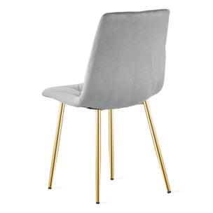 Sedia Libra in Velluto Grigio Chiaro con Gambe Oro