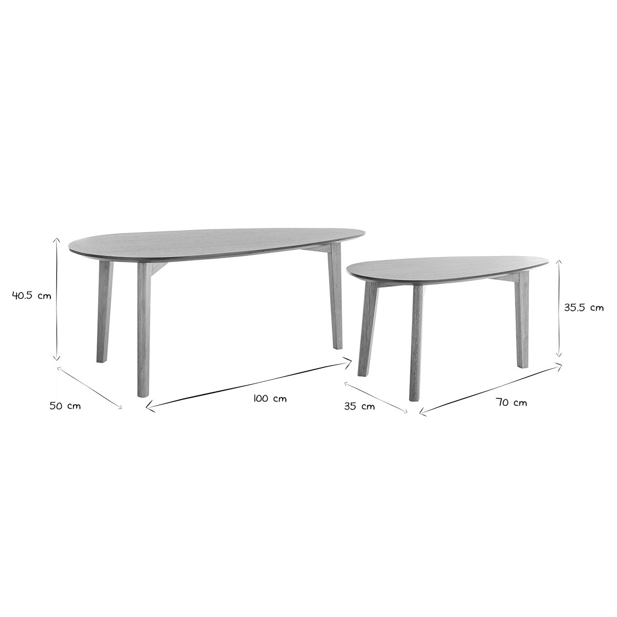 Tables basses gigognes scandinaves bois clair chêne (lot de 2) ARTIK