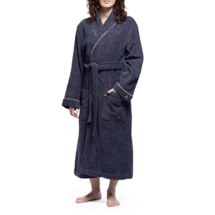 Scalpers albornoz liso con ribete y detalle bordado azul marino talla l-xl