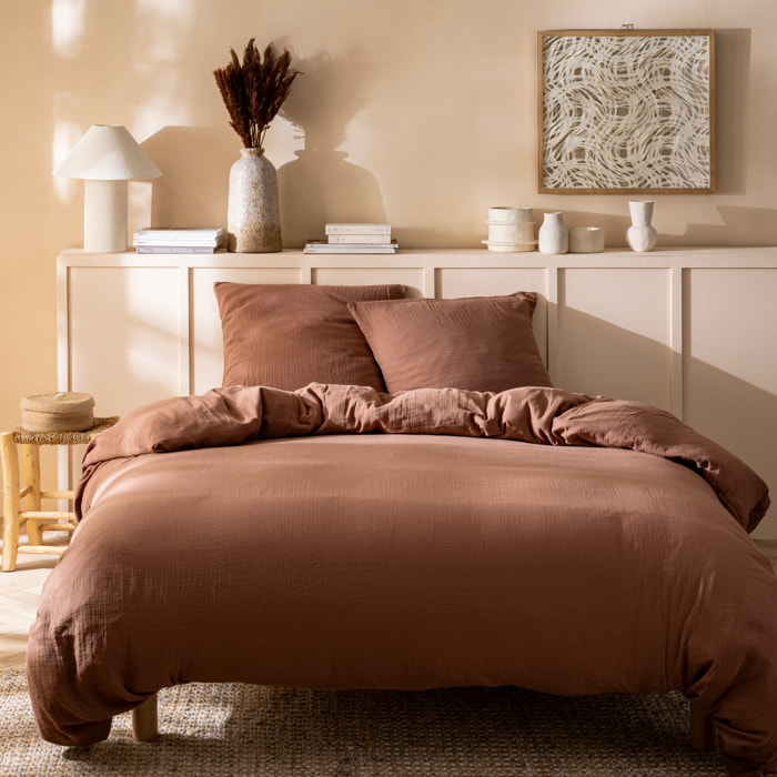 Housse de couette unie en coton, GAZE DE COTON