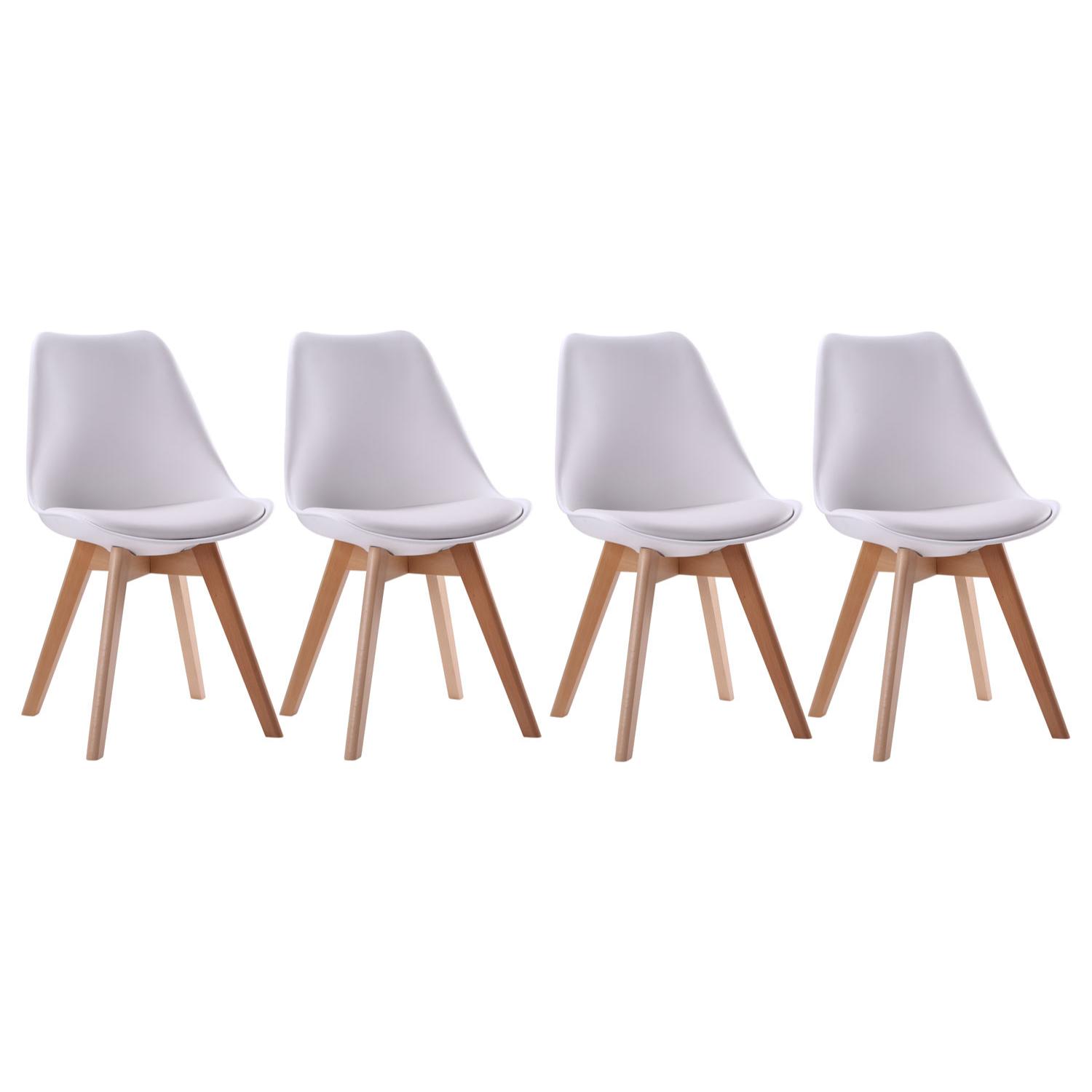 HAPPY GARDEN - Lot de 4 chaises scandinaves NORA blanches avec