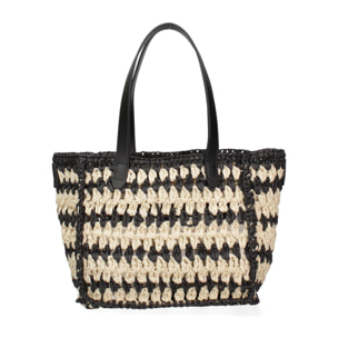 Borsa a mano da donna - Modello False - Paglia intrecciata - 32.0 x 21.0 x 14.0 cm