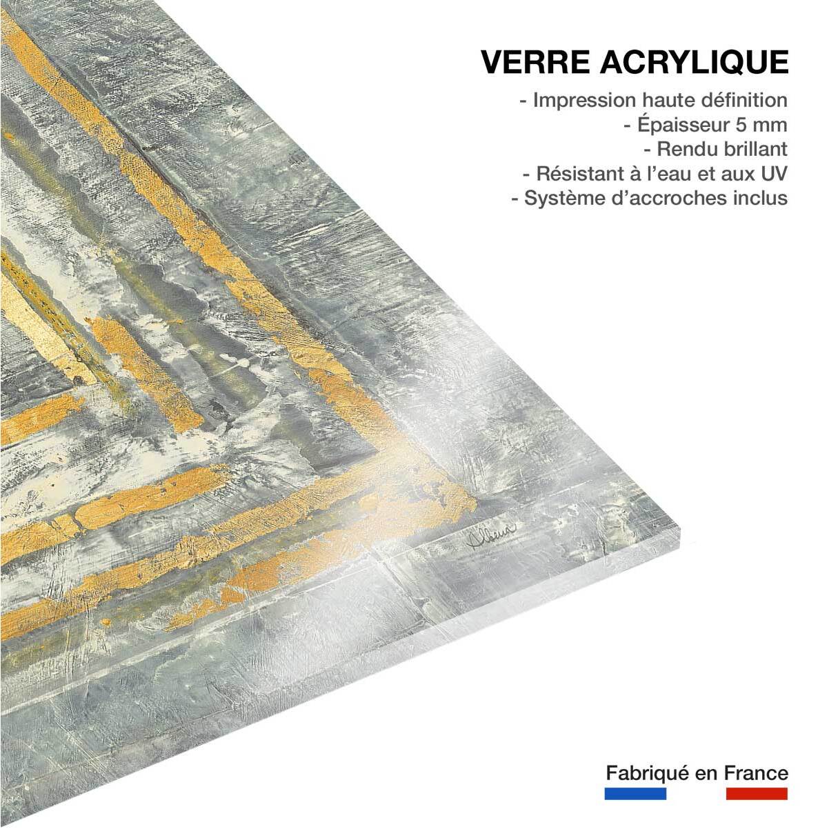 Tableau Abstrait d'or et de blanc Tableau plexiglas