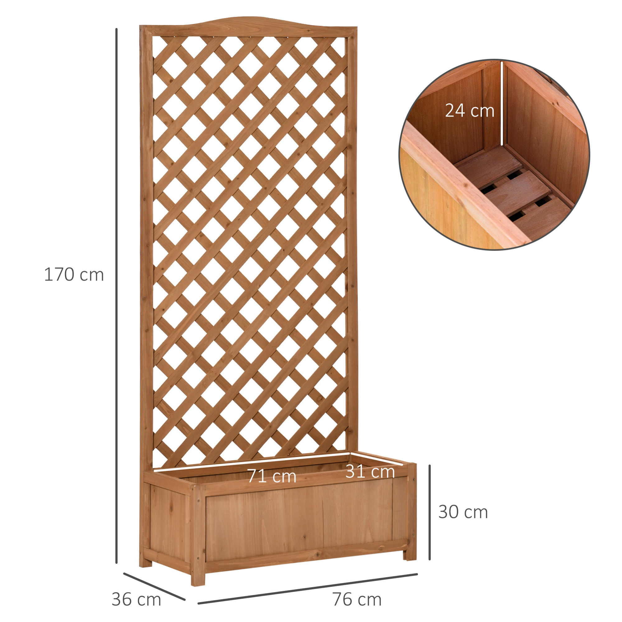 Jardinera con Enrejado Madera Arriate para Trepadora Flores 76x36x170 cm Marrón