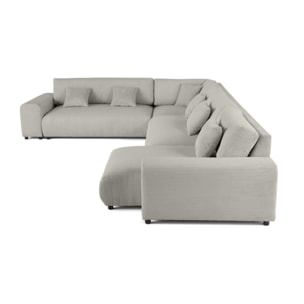 Garance - canapé modulable d'angle gauche - 8 places - en velours côtelé - Gris clair