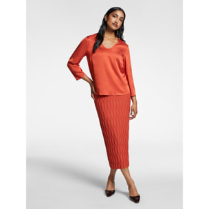 Elena Mirò - Blusa in raso - Arancione
