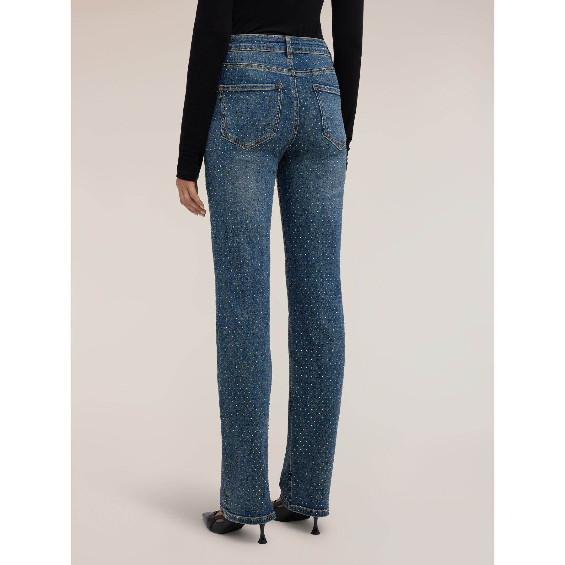 Motivi - Jeans wide fit con microstrass por todo el diseño - Azul