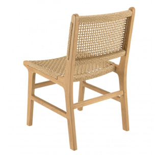 VALERIA - Lot de 2 chaises jardin teck naturel rotin synthétique beige