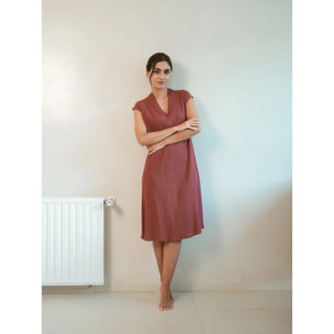 Vestido corto algodón lino rosette