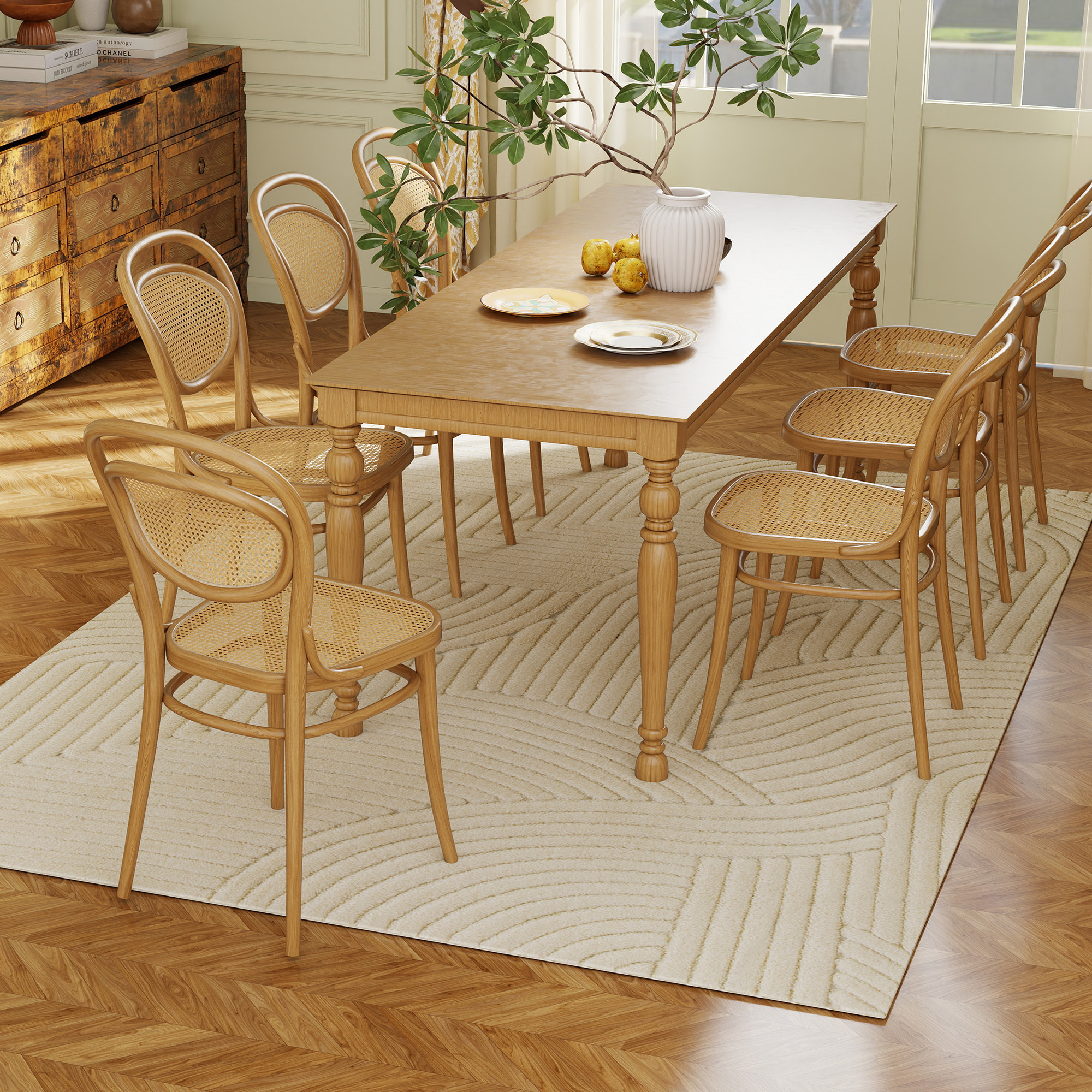 Alfombra Salón 230x160 cm Alfombra Pelo Corto Estilo Moderno Base Antideslizante Tejida a Máquina Tapete para Sala de Estar Dormitorio Comedor Crema