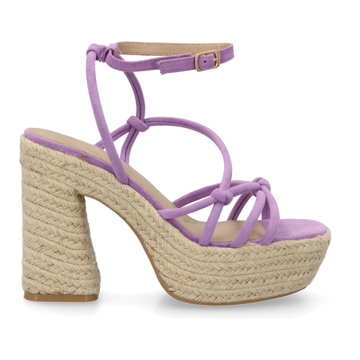 Sandalia de tacón de yute para mujer, comodas y elegantes, diseño moderno con tiras cruzadas