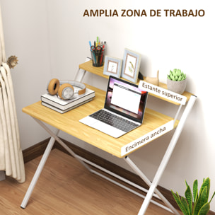 Escritorio Plegable Mesa de Escritorio Plegable con Estante Abierto Escritorio Pequeño para Estudio Hogar Oficina 86x66x82 cm Natural