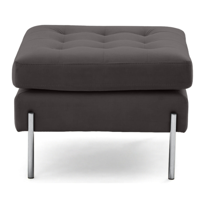 Isaure - pouf en velours - Gris foncé