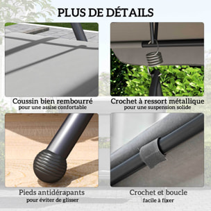 Balancelle de jardin convertible 3 places grand confort inclinaison toit réglable matelas fourni métal polyester gris clair