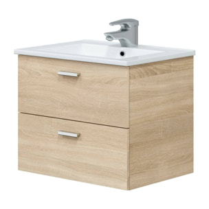 Mobile sottolavabo Doksuri, Mobiletto da bagno, Contenitore porta lavabo, Armadio per lavandino, 60x45 h50 cm, Rovere