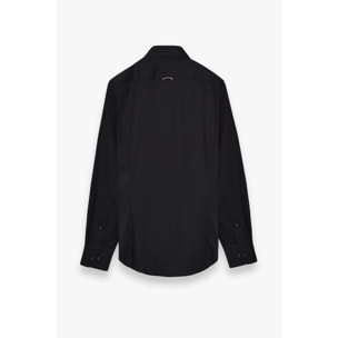 Camicia Uomo 1 Bottoni Button Down Slim Popeline Stretch Unito Nero