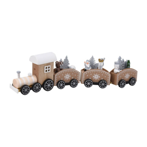 Juego de tren de madera en color natural 31x7,5x3,5cm - 2 diseños (surtido)