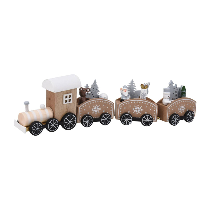Juego de tren de madera en color natural 31x7,5x3,5cm - 2 diseños (surtido)