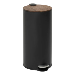 Poubelle Modern Color avec Pedale 30L Noir et Acacia 29,2x37,7x59,5 cm
