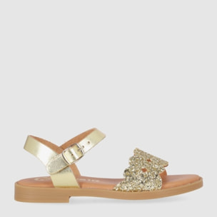 Sandalias de Piel - Oro - Tacón: Bajo