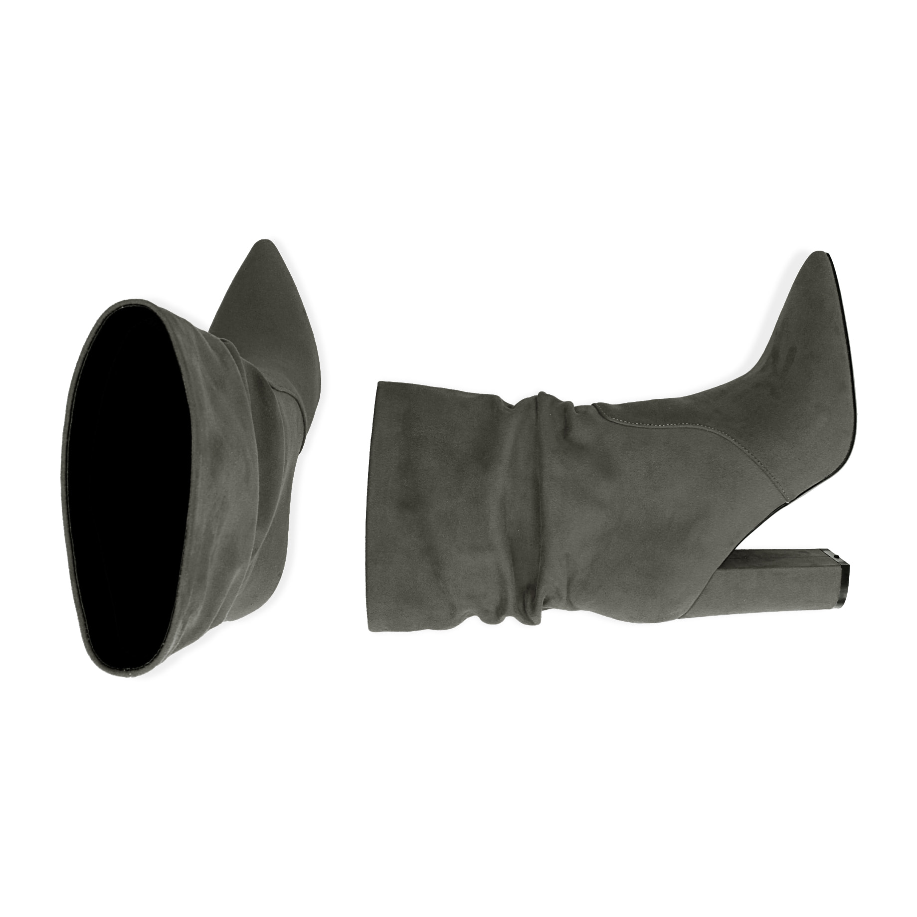 Ankle boots grigi in microfibra, tacco 10,5 cm