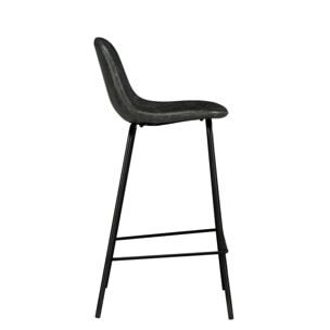 Lot de 2 chaises pour îlot central 65 cm en cuir synthétique gris - Henrik