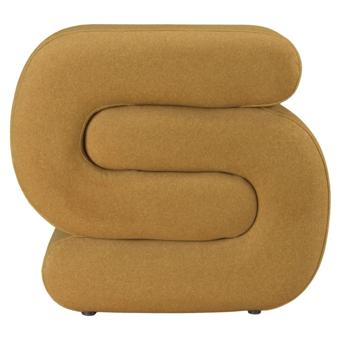 LEOPOLD - Pouf en tissu effet velours jaune moutarde