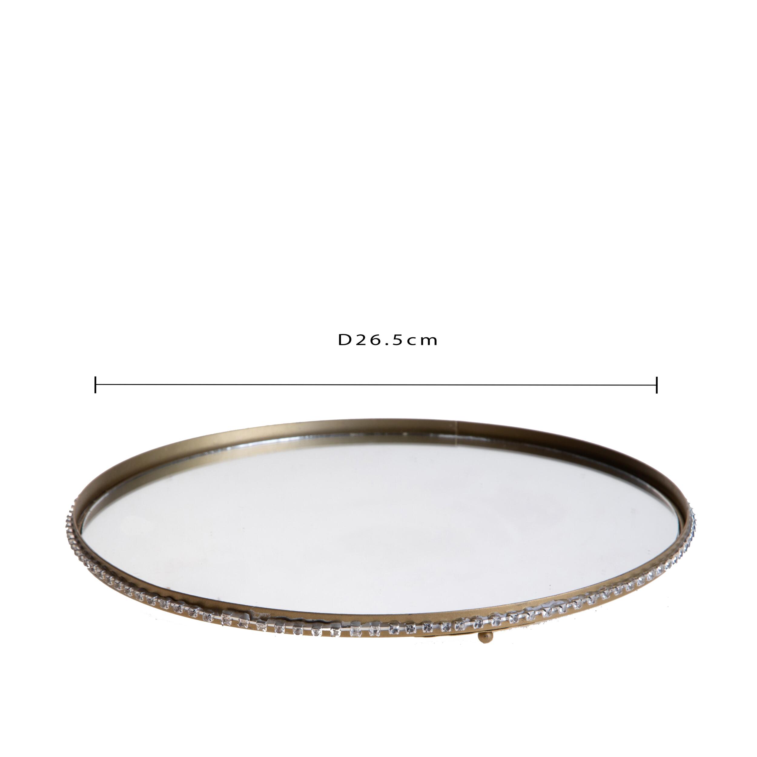 Vassoio con specchio e strass - Pezzi 3 - ORO - Bianchi Dino SpA