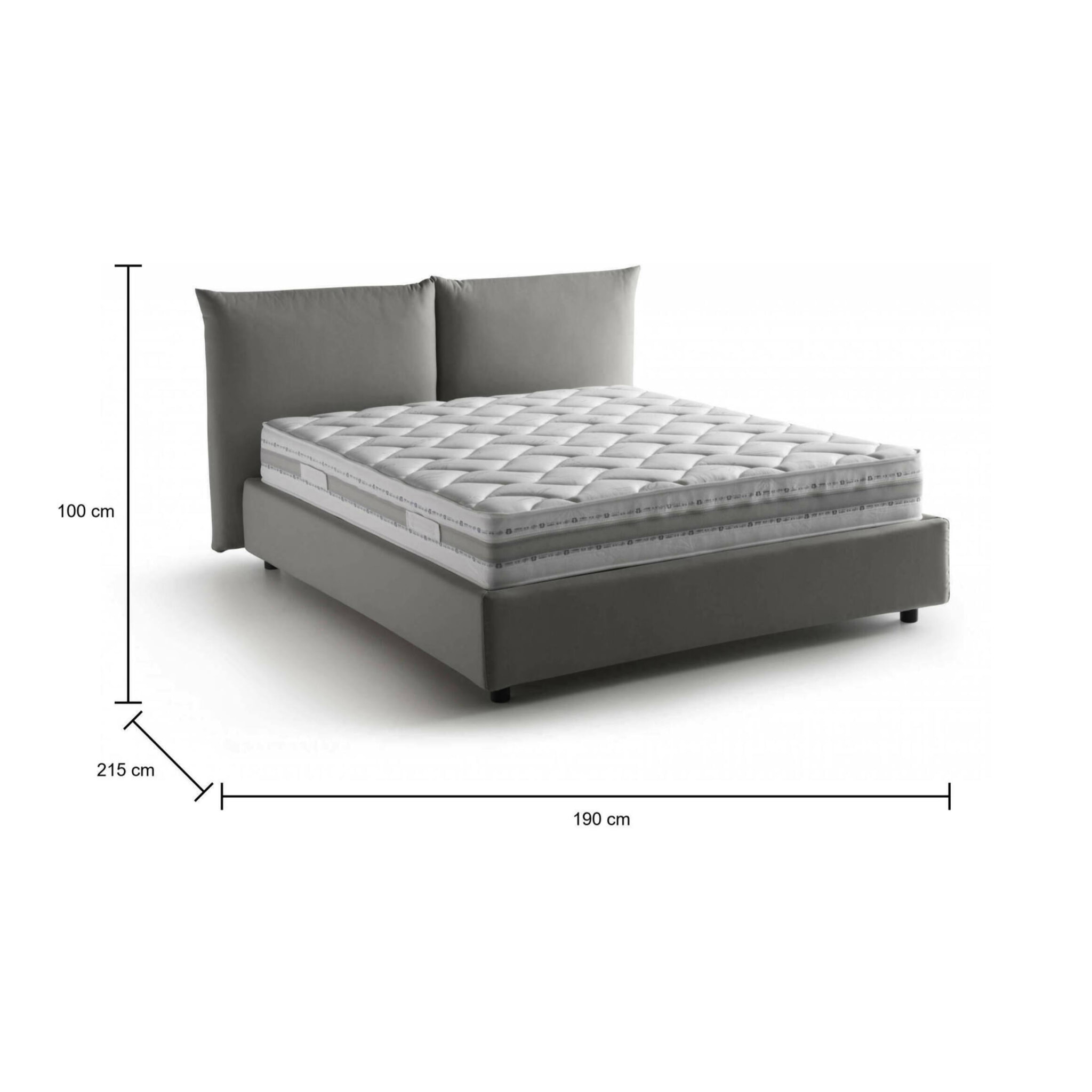 Letto matrimoniale Cristel, Letto contenitore con rivestimento in tessuto, 100% Made in Italy, Apertura frontale, con materasso Cm 160x190 incluso, Grigio