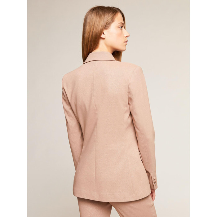 Motivi - Chaqueta blazer de doble abotonadura lúrex - Beige