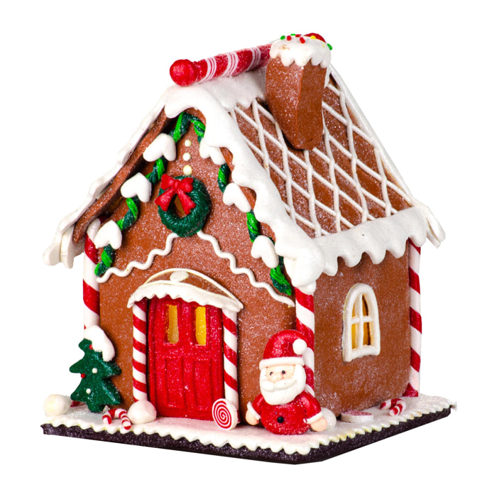 Casetta In Stile Ginger Bread Con Led - Pezzi 1 - 13X16X13 - Colore: Marrone - Bianchi Dino - Articoli Natalizi