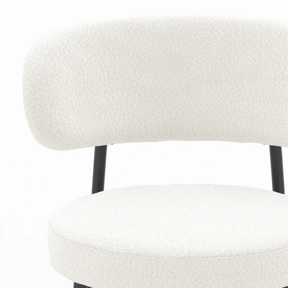 Lot de 2 chaises en tissu bouclé blanc cassé et pieds noirs - Maëlie