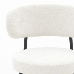 Lot de 2 chaises en tissu bouclé blanc cassé et pieds noirs - Maëlie
