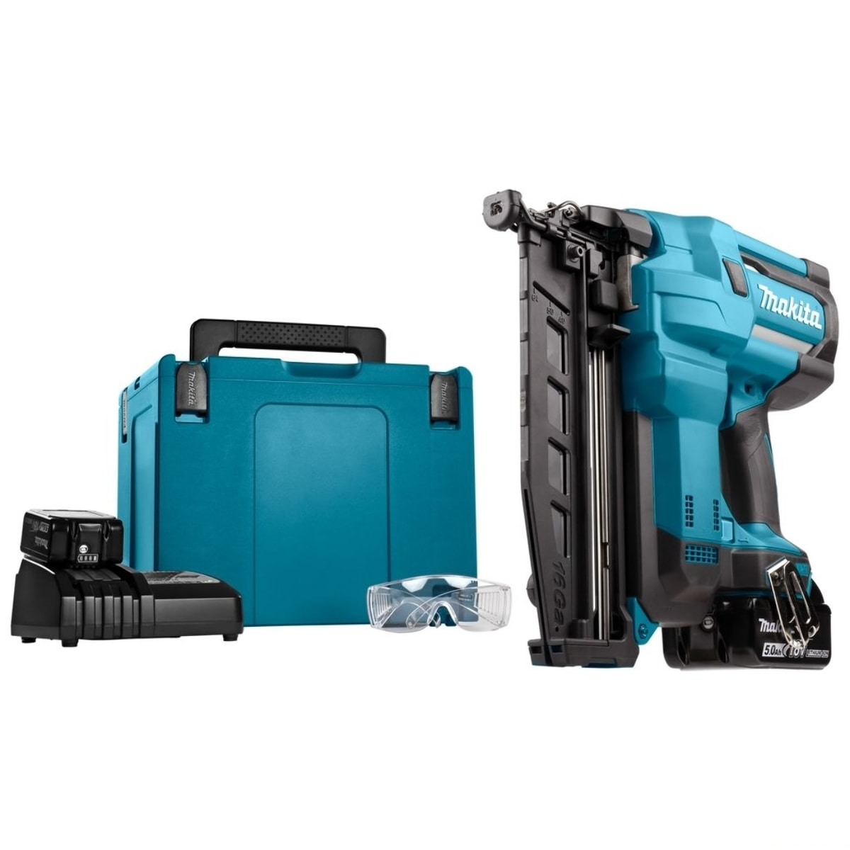 Clavadora inalámbrica 18V LXT 16 Ga 25 - 64 mm - MAKITA - con 2 baterías 18v 5.0Ah - cargador - MakPac - DBN600RTJ
