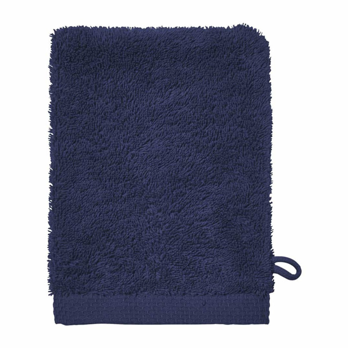 Gant de toilette uni en coton, AQUA, Bleu nocturne