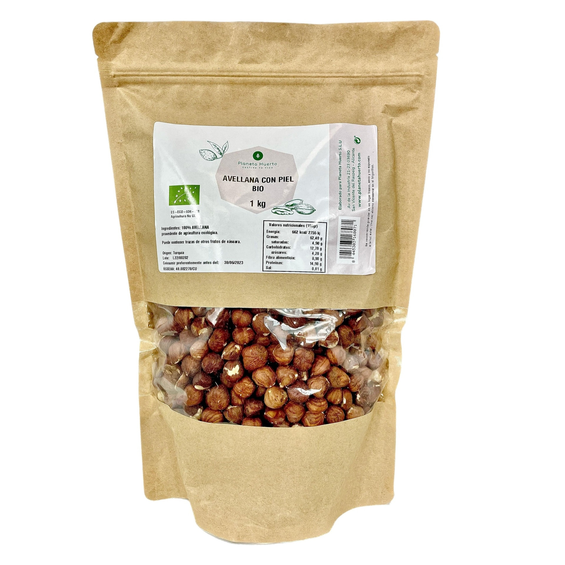 PLANETA HUERTO | Avellana con Piel Ecológica – Nutritiva y Versátil, Ideal para Snacks y Repostería, Envase de 1 kg