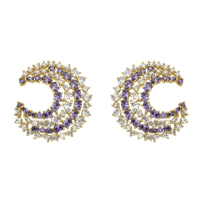 Pendientes con Circonita Multicolor acabado oro 18k